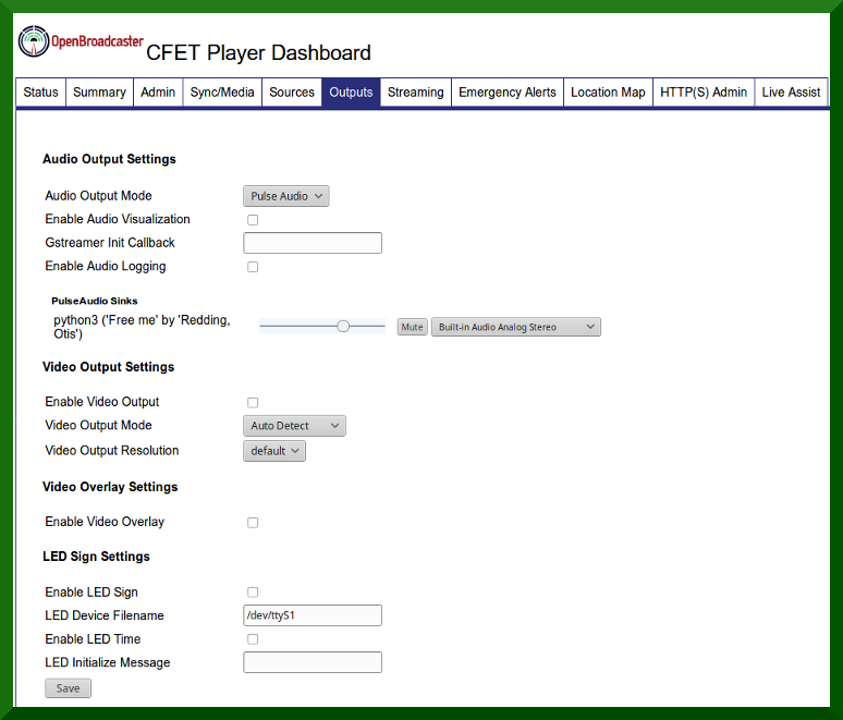  Outputs Page