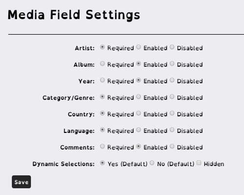 Media Field Settings